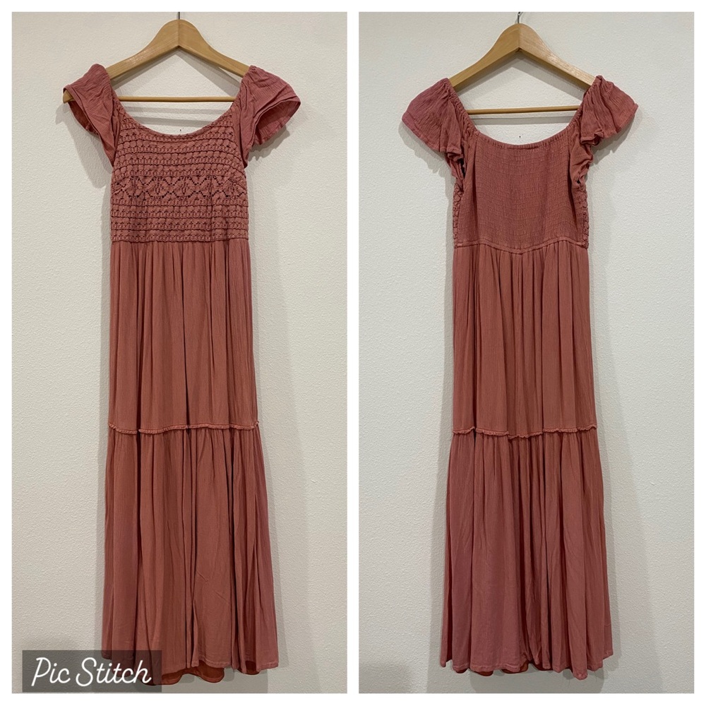 Rose pink long summer dress